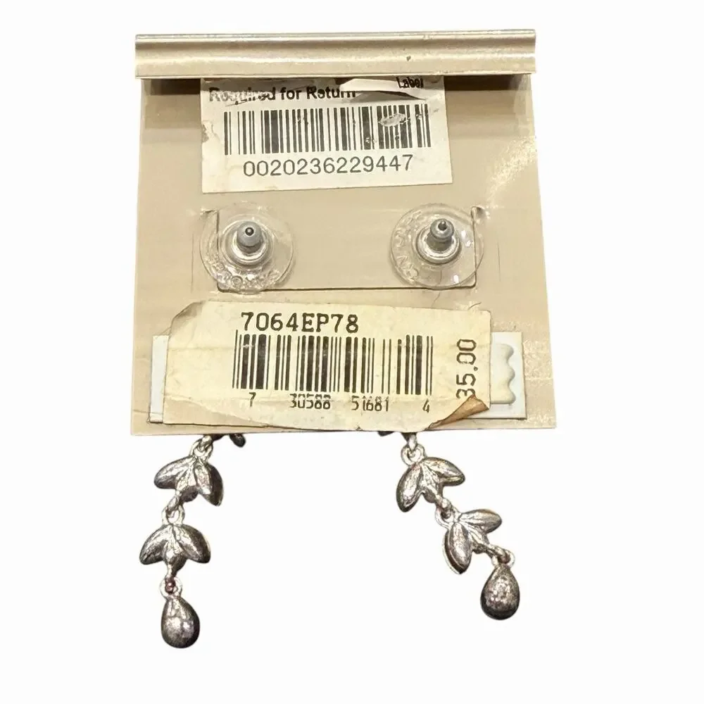 Carolee Silver Tone Clear Rhinestone Floral Cluster Dangle Earrings Stud